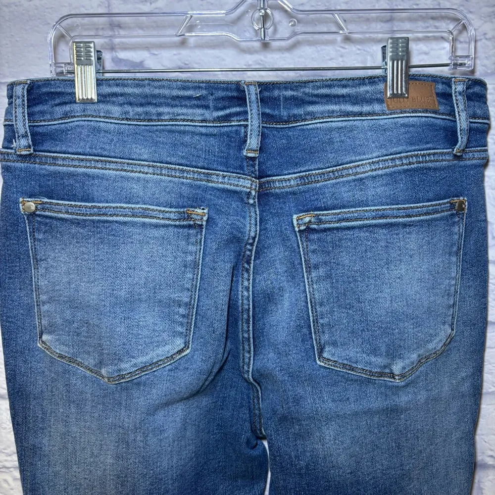 Judy Blue Jeans Womens (15/32) Blue Flare Fit Hi Rise Stretch Whiskered Bohemian - Image 9