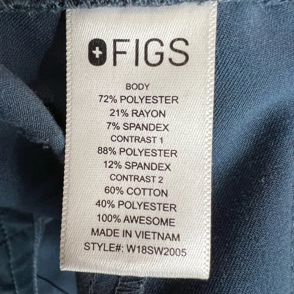 FIGS  Zamora Scrub Pants Blue Drawstring Cargo Pocket Elastic Cuffs Jogger Small - Image 5
