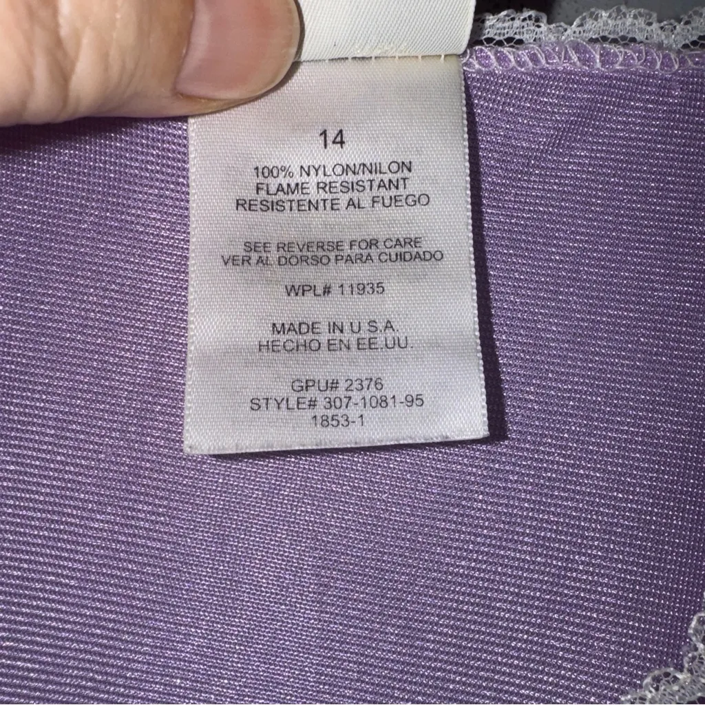 Vintage New Moves‎ Sz 14 Purple Long Baby Doll Nightgown CPS9 - Image 4