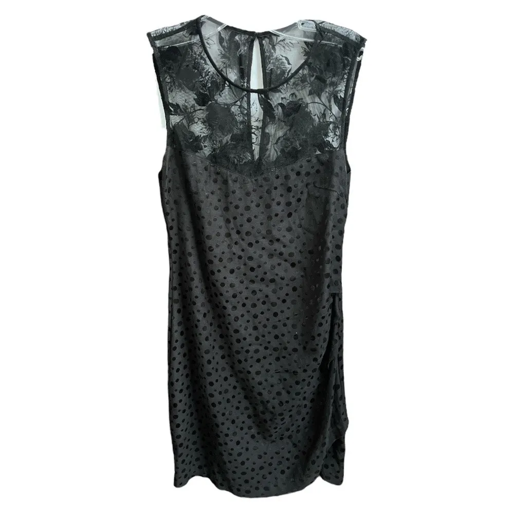 Zara Lace Velvet Polka Dot Mini Dress Black Size XSmall - Image 7