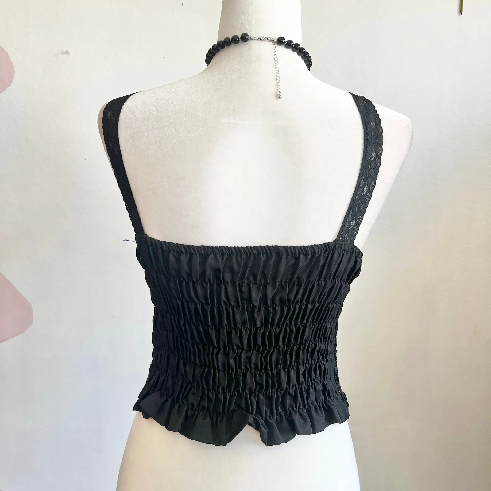 Black Sequin Bustier‎ Crop Top, Y2K, Clubwear, Festival, Edgy, Retro, Small - Image 3