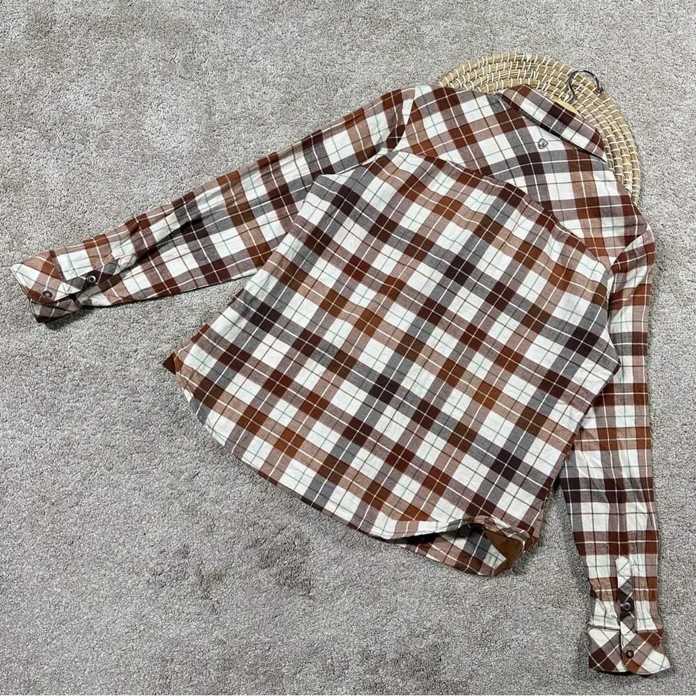 Kuhl Tess Flannel Button Front Shirt Longsleeve Plaid Western Outdoor Cinnamon L - Image 8