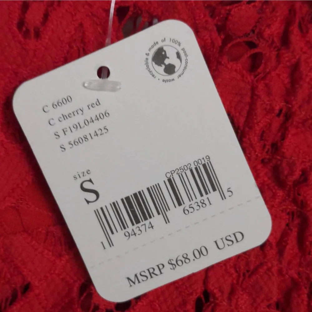 Free People Adella Cami Crochet Lace Flowy Tiered Crisscross Cherry Red S New - Image 12