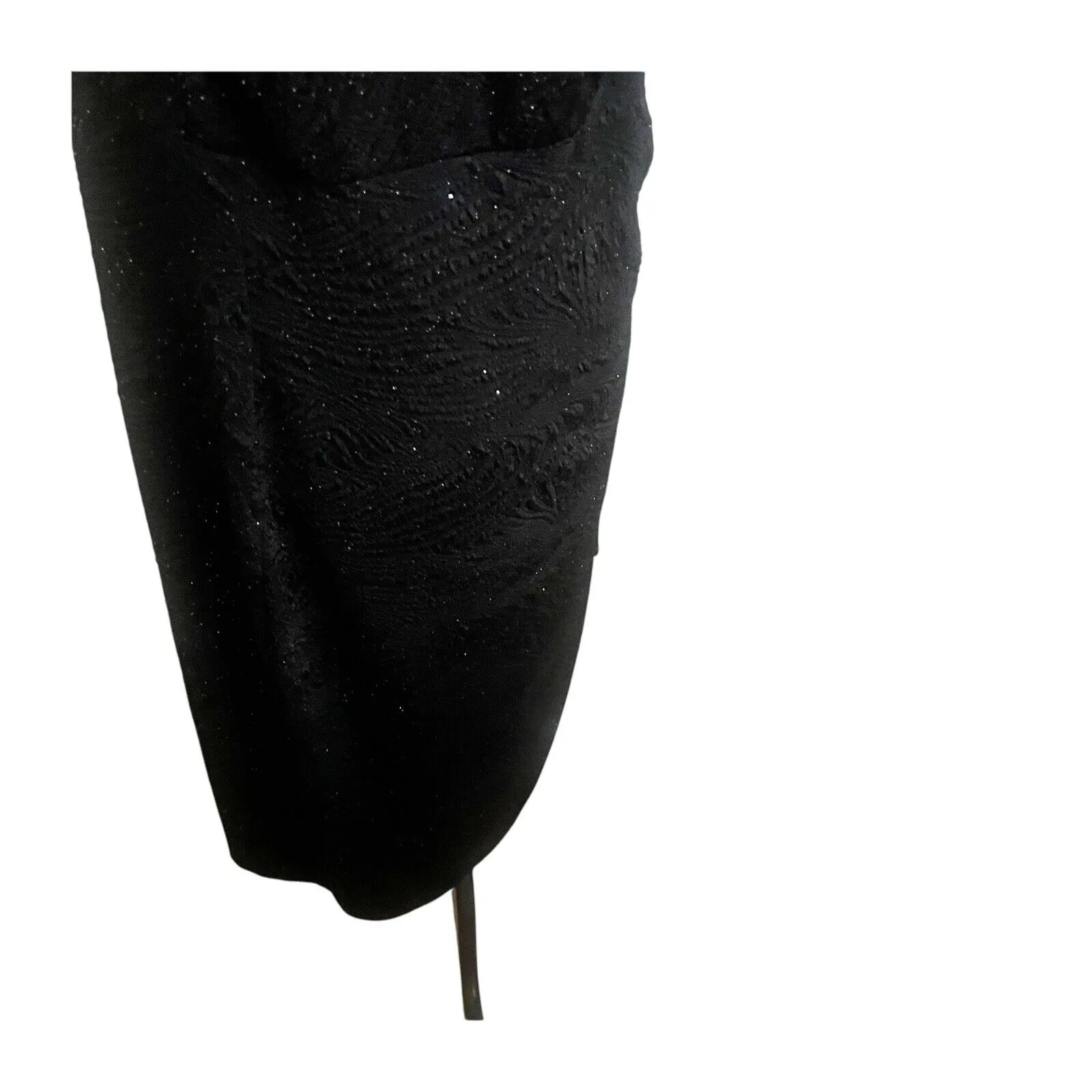 Alfani Faux Wrap Dress Ruched Black Metallic Sparkly Midi Plus Size 16W Holiday - Image 8