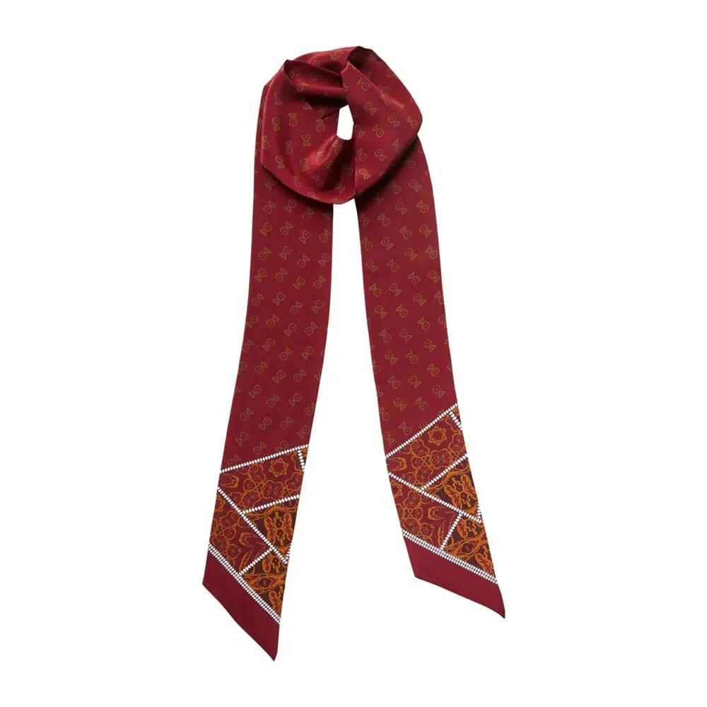 NEW Helen Kamenski Janis Silk De Chine Long Scarf In Sumac Mix Academia Dainty Red - Image 2