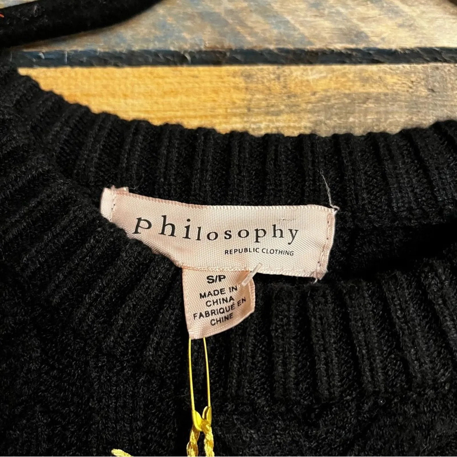 Philosophy Black And White Stripe Cable Knit Sweater Size Small‎ - Image 7
