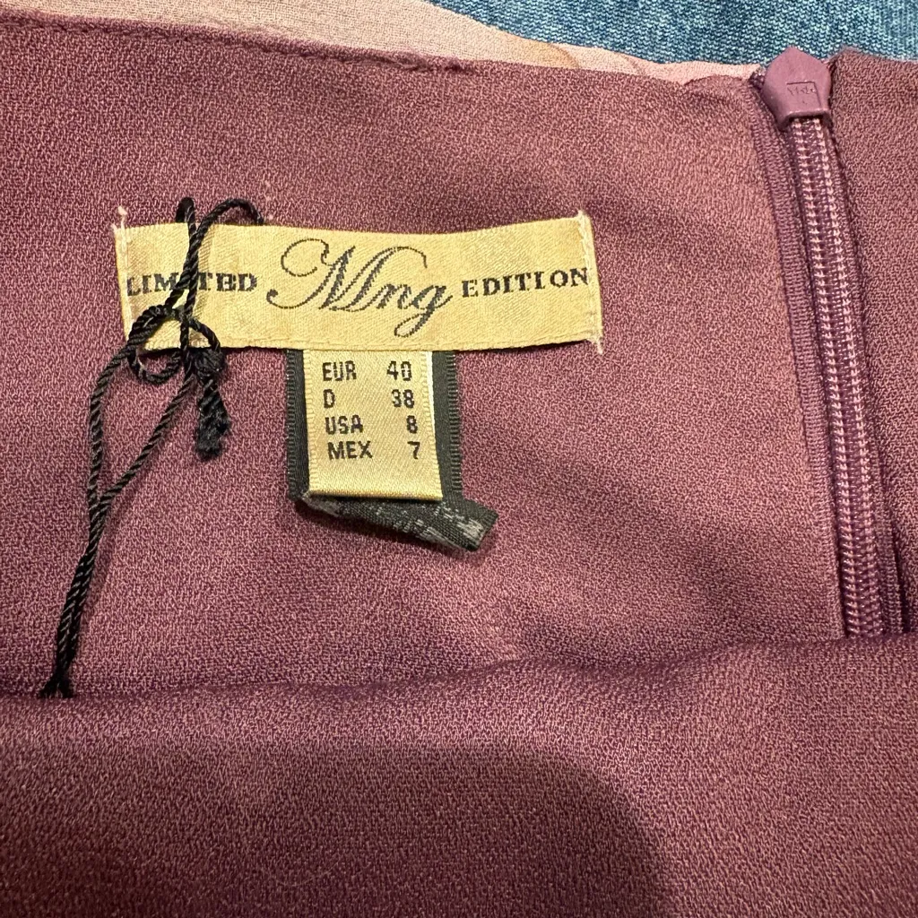 Mango MNG limited edition silk strapless floral maxi dress 8 M mauve purple - Image 3