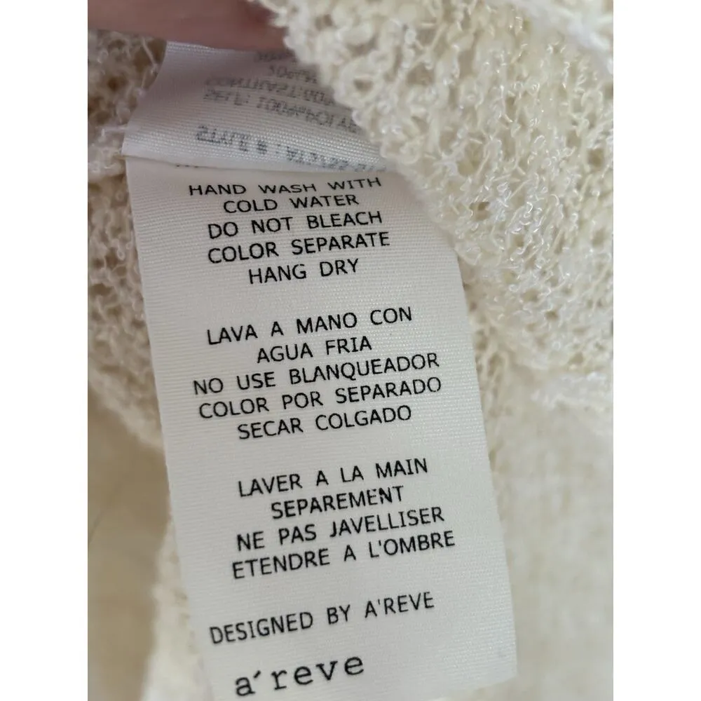 Anthropologie A’Reve Womens Medium Top Cream Lace Bows Knit Sleeveless Romantic White - Image 6