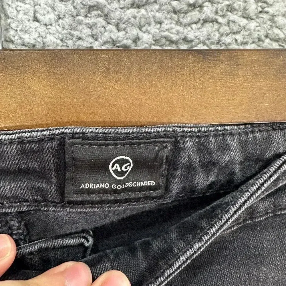 AG ADRIANO GOLDSCHMIED jeans 26 The Prima‎ Cigarette Leg Black Pants chewed hem - Image 4