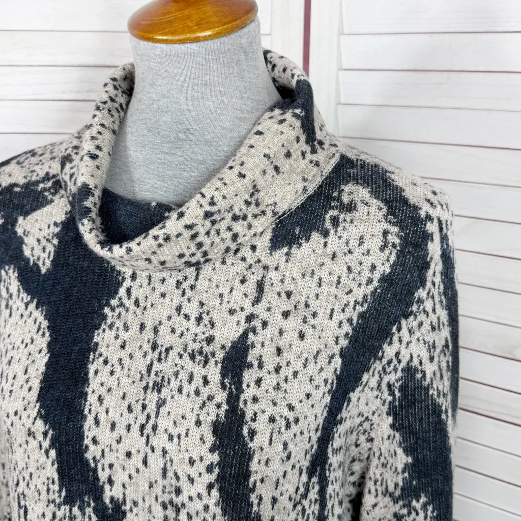Nic+Zoe Tundra Turtleneck Pullover Sweater Indigo‎ Tan Black Medium - Image 6