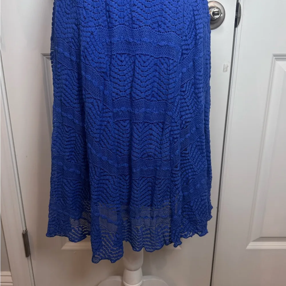 Rabbit Rabbit Rabbit Blue Crochet Lace Fit & Flare Midi Dress 3/4 Sleeve Women 6 - Image 4