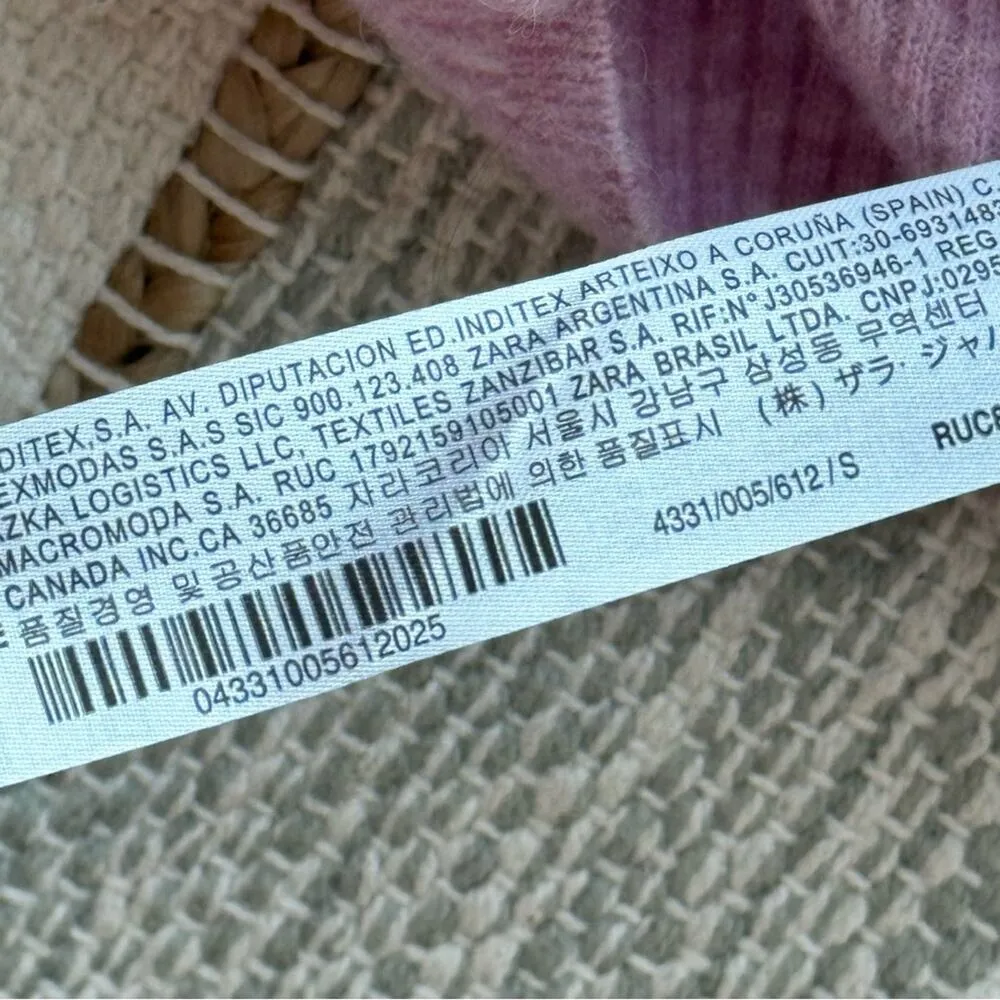 Zara Pink Lilac Side Pleat Crewneck Knit Sweater Women’s Size Small - Image 12