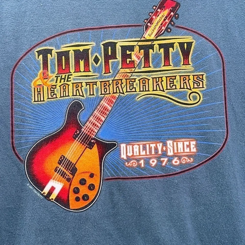 Vintage Tom Petty Shirt Womans Large Vintage 2001 Concert Band Tees Rock‎ Blue - Image 3