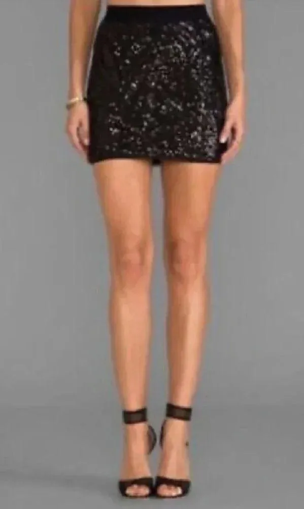BCBGMAXAZRIA | Paxton Black Formal Sequin Mini Skirt Size Small S Pull On - Image 2