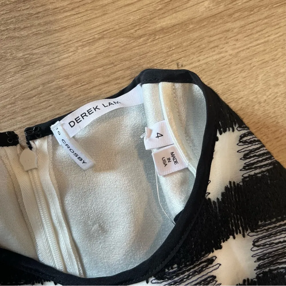 NWT Derek Lam 10Crosby Black White Checkered Silk Sleeveless Dress Size 4 - Image 2