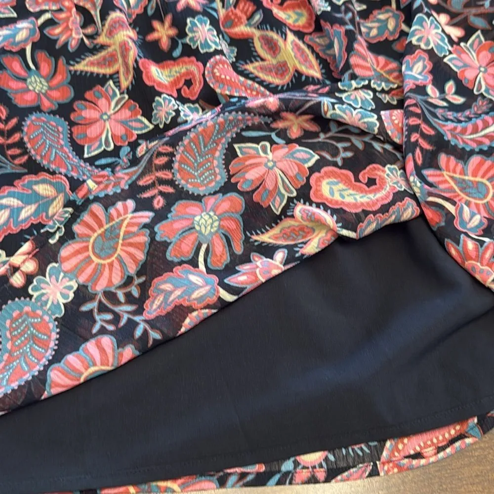 Lost + Wander Anthropologie Brand romantic blouse, black green red size small - Image 12