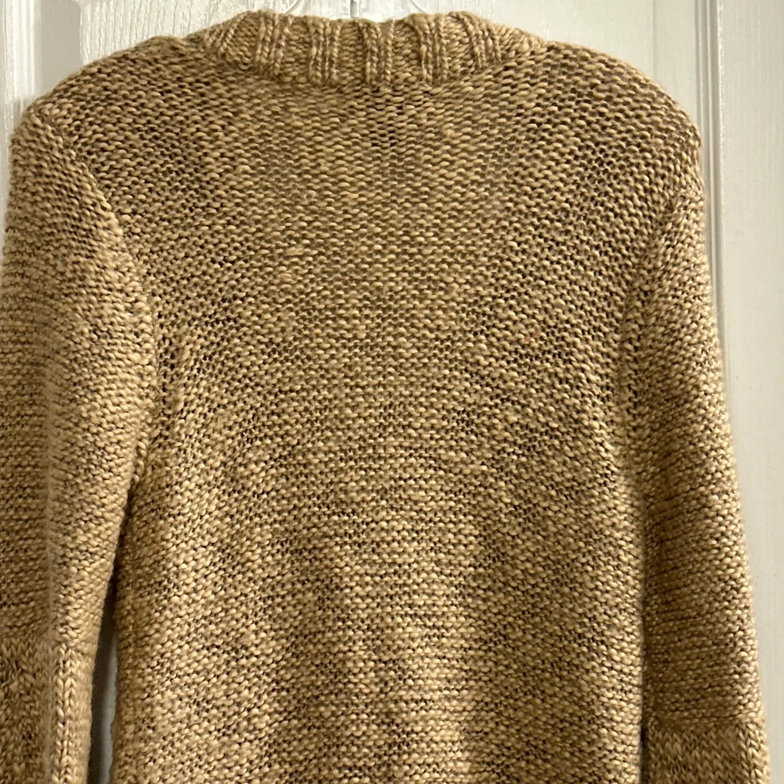 INC International Concepts Tan Knit Cardigan Front Ruffle Flared Sleeve Large - Image 7