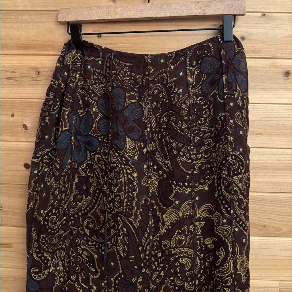 VNTG Jones NY Small Silk Knee Length Purple Yellow Paisley Mixed Pattern Skirt - Image 8