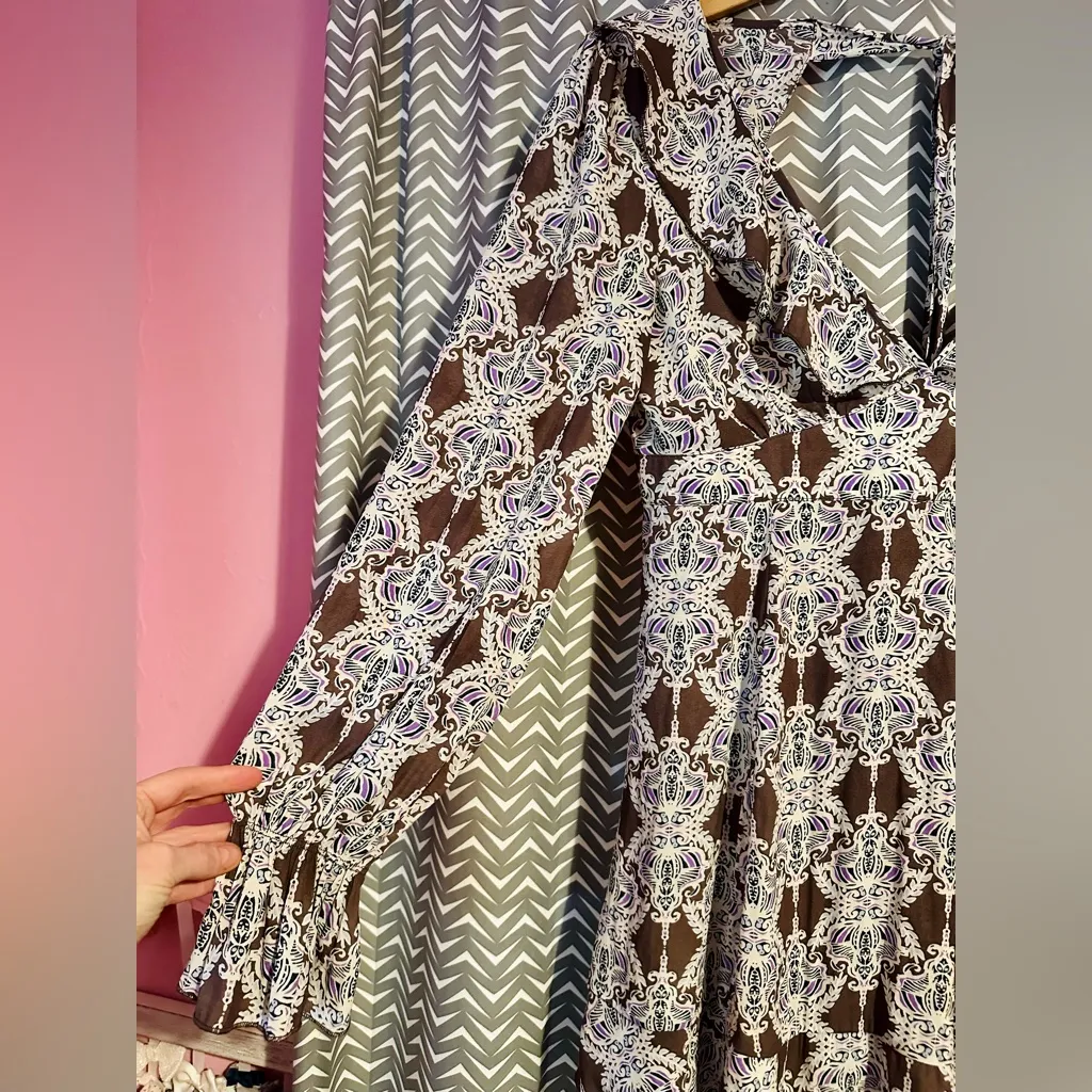 Free People | Babydoll Printed Mini Ruffle Open-Back Dress, size S - Image 3