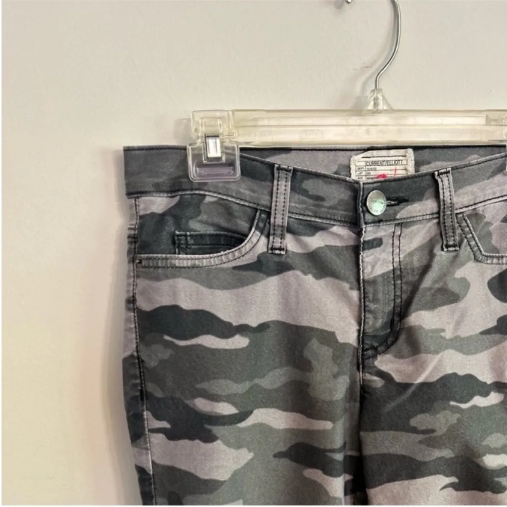 Current Elliot The Ankle Skinny Distressed Black Camo Coating Cheville Size 27 - Image 5