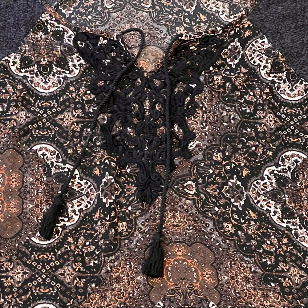 GLORIA VANDERBILT top blouse shirt boho 2X black brown gray lace - Image 8