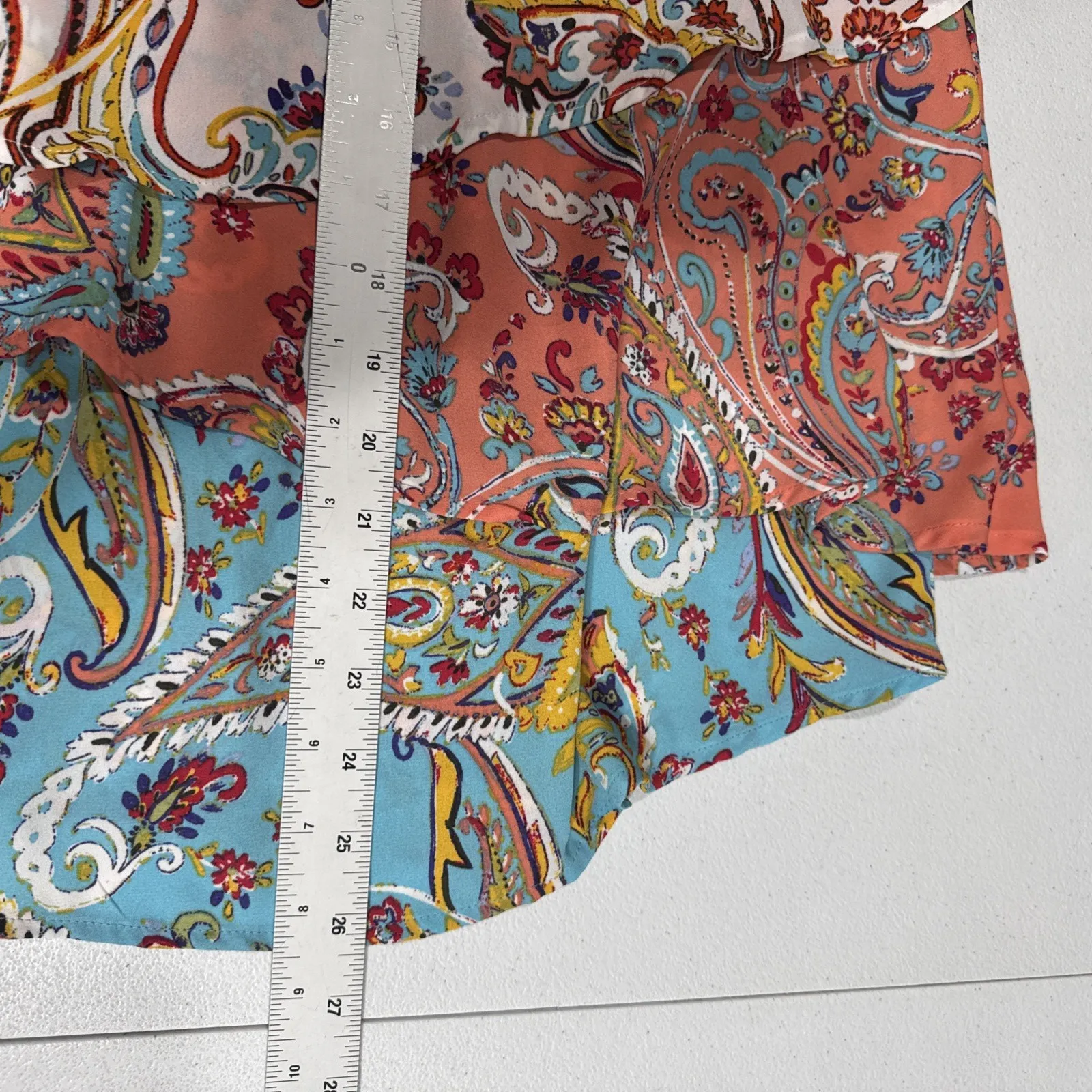 New York & Company Halter Neck Ruffled Sleeveless Top Floral Paisley Womens S Brown - Image 9