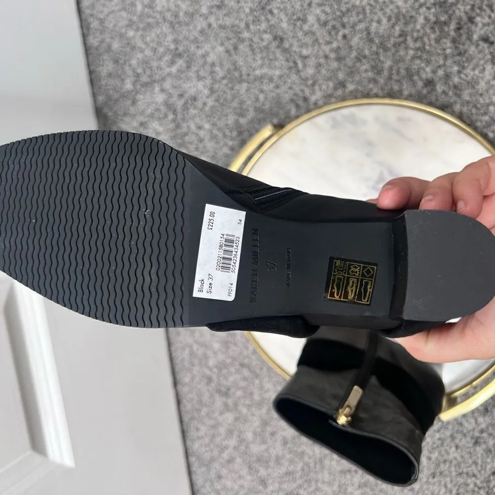 Sz 7 Karen Millen heeled boots with bow detail in black - Image 8