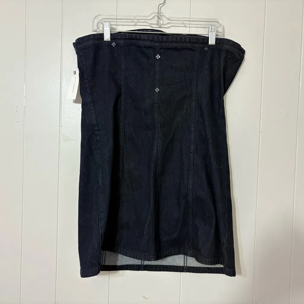 Pilcro Anthropologie Strapless Seamed Black Denim Mini Dress NWT Size 14 no bow - Image 7