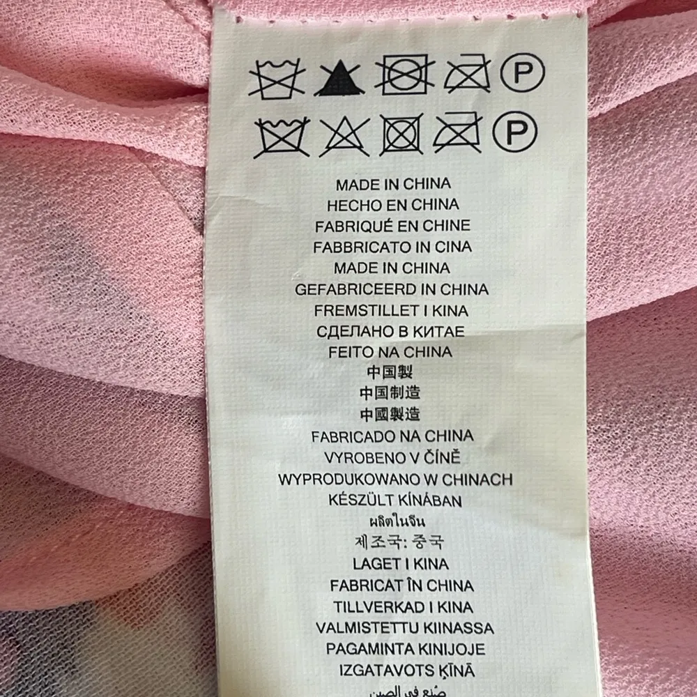 Michael Kors Pink and White Midi sheath Dress with ruffle details on side - Image 5