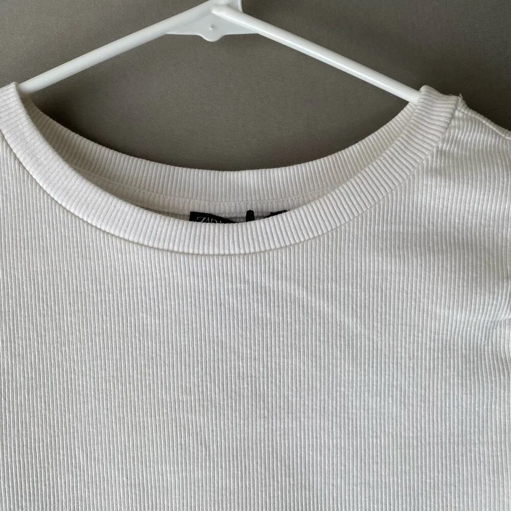 Zara‎ sz L ruffle sleeve ribbed crop tank top NWT - Image 2