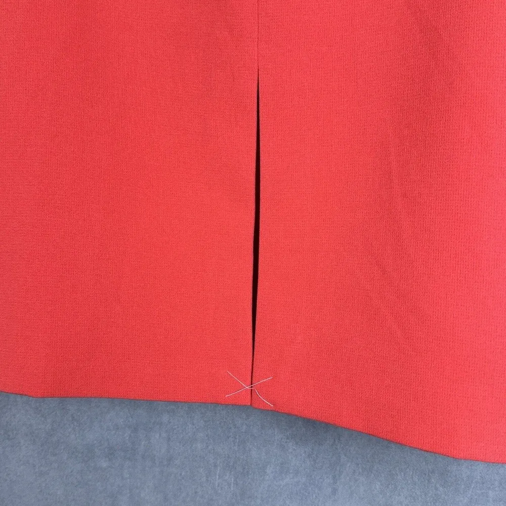 Ann Taylor Red Orange A-line Skirt Front Slit 12 Petite Double Weave New Career - Image 3