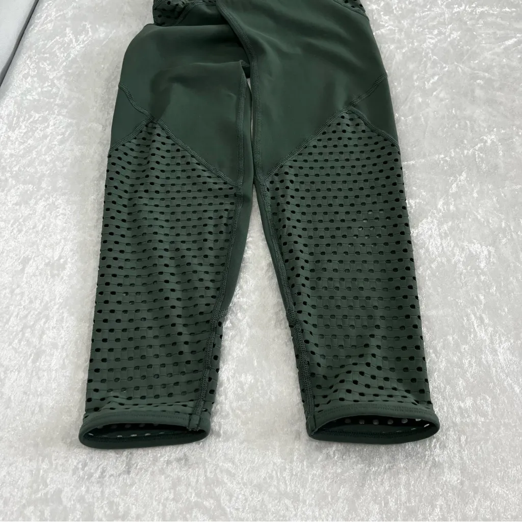 Lorna Jane Lacer Cut Mesh Detail Dark Green Leggings - Image 6