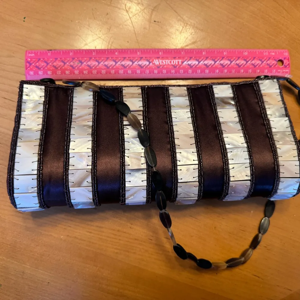 Beaded Purse/ Evening Bag. Cute shoulder bag for wedding or vacation. Brown - Image 5