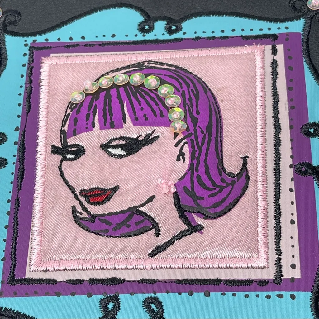 Nordstrom “Live For Beauty”Purse Bag Black Pink Satin Lining Vintage - Image 6