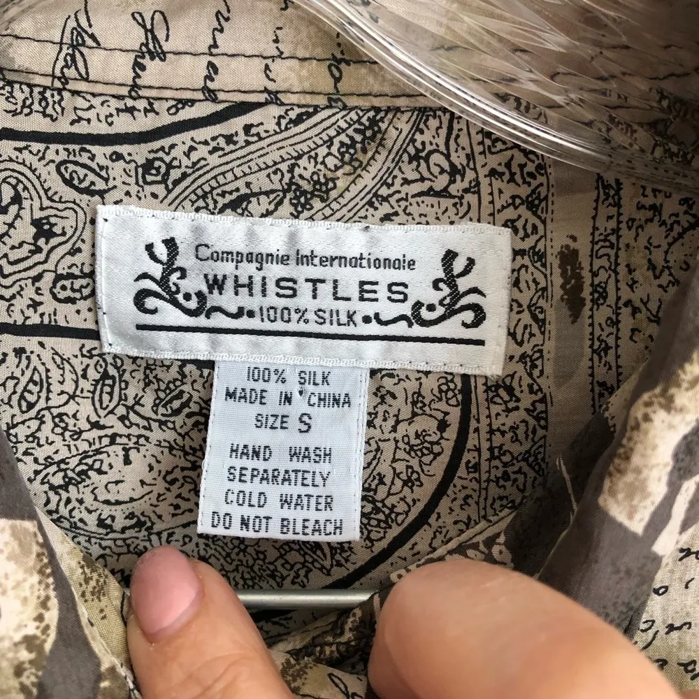 Whistles Vintage Compagnie 100% Silk‎ Button Down Top Black - Image 3