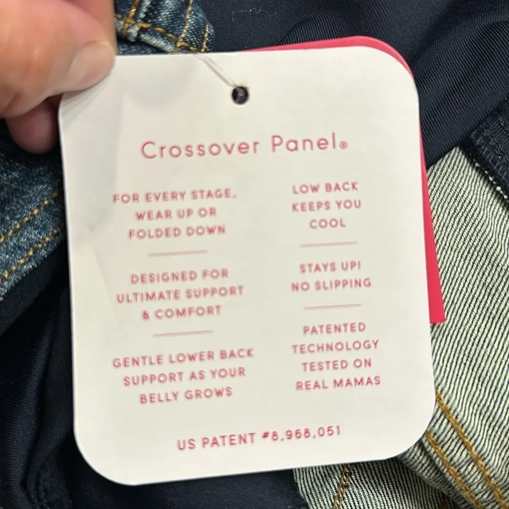 Isabel Maternity Ingrid 4" Inseam Crossover Panel Denim Shorts Size 12 NWT #7059 - Image 7