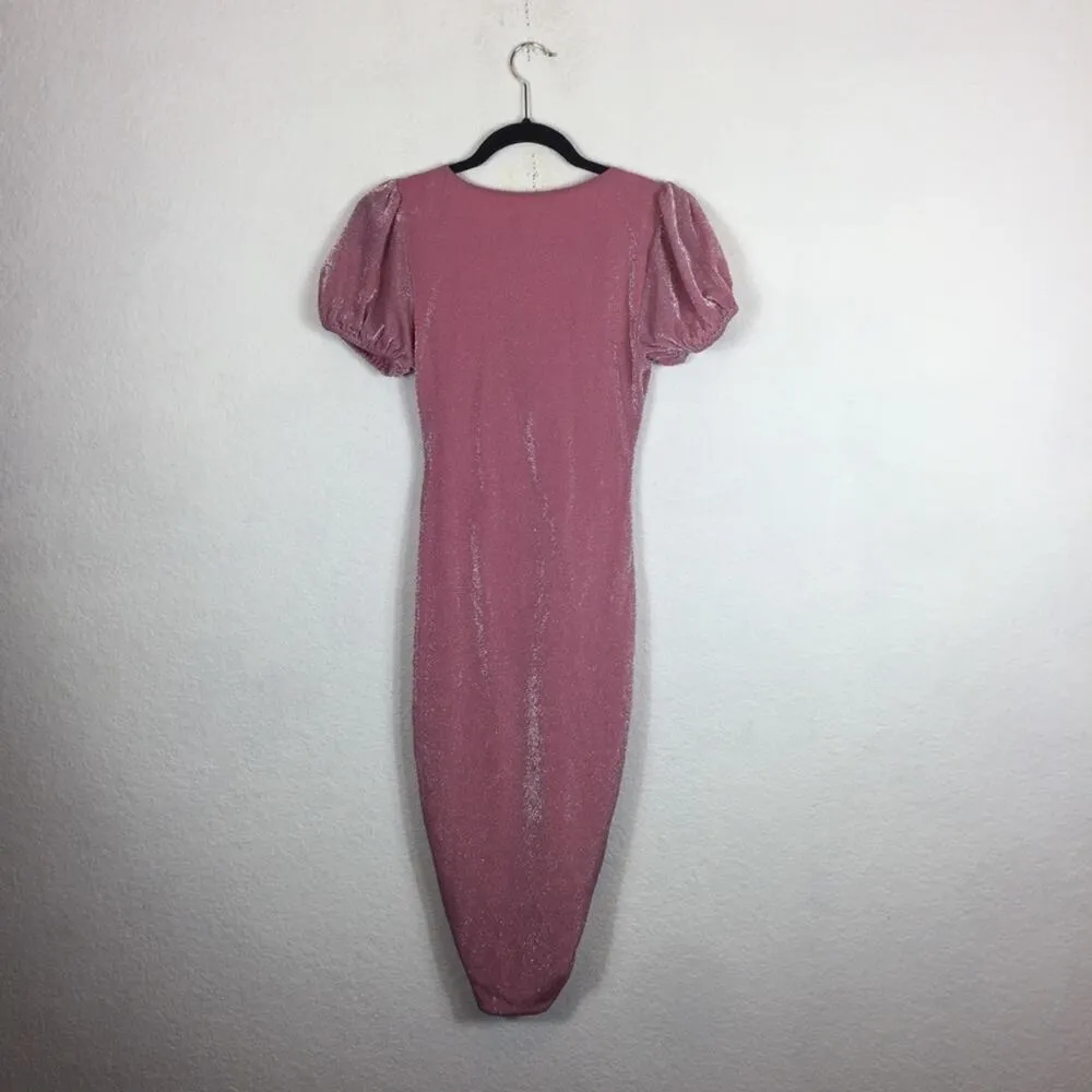 Privacy Please Sylvie Mini Dress Small Pink Ruched Metallic Barbie NWT Cocktail - Image 11