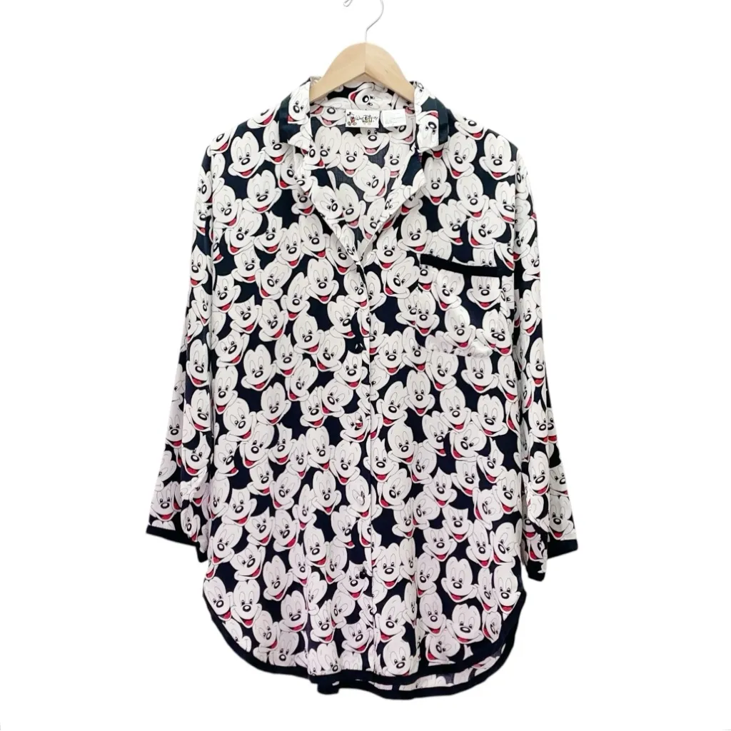 Walt Disney World Mickey Mouse Silk Pajama Nightshirt Black White Red Size Small - Image 5