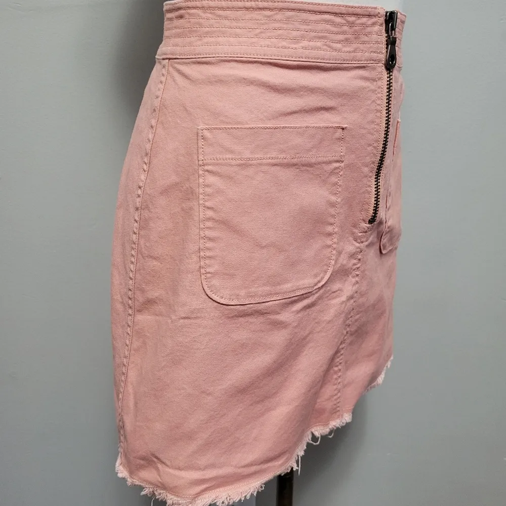 Madewell pink denim zip aline mini skirt size 4 - Image 3