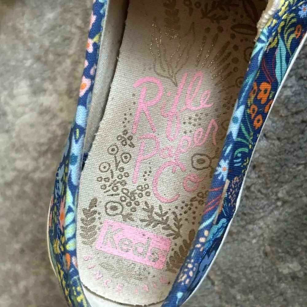 Keds Shoes Womens 7 Rifle Paper Co Blue Double Decker Garden Party Floral SlipOn - Image 4