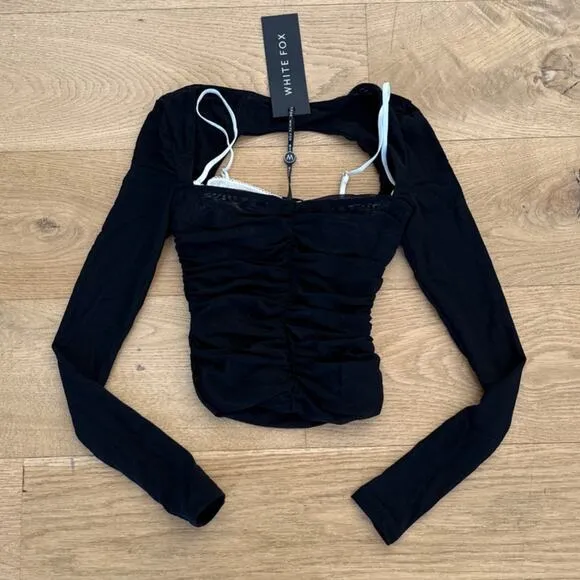 White Fox Boutique - Our Days Long Sleeve Bustier in Black & White - Image 2