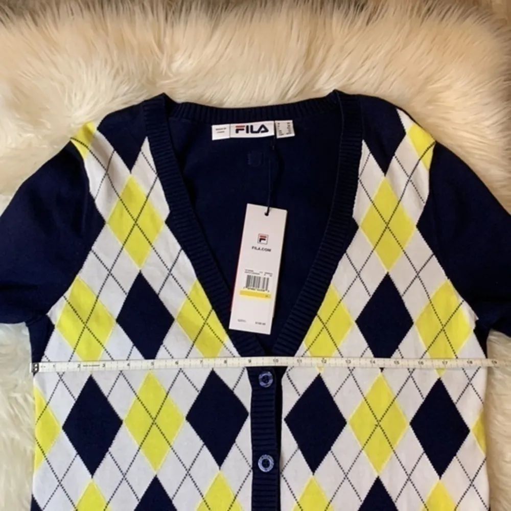 NWT Fila argyle tennis tenniscore cardigan sweater M - Image 9