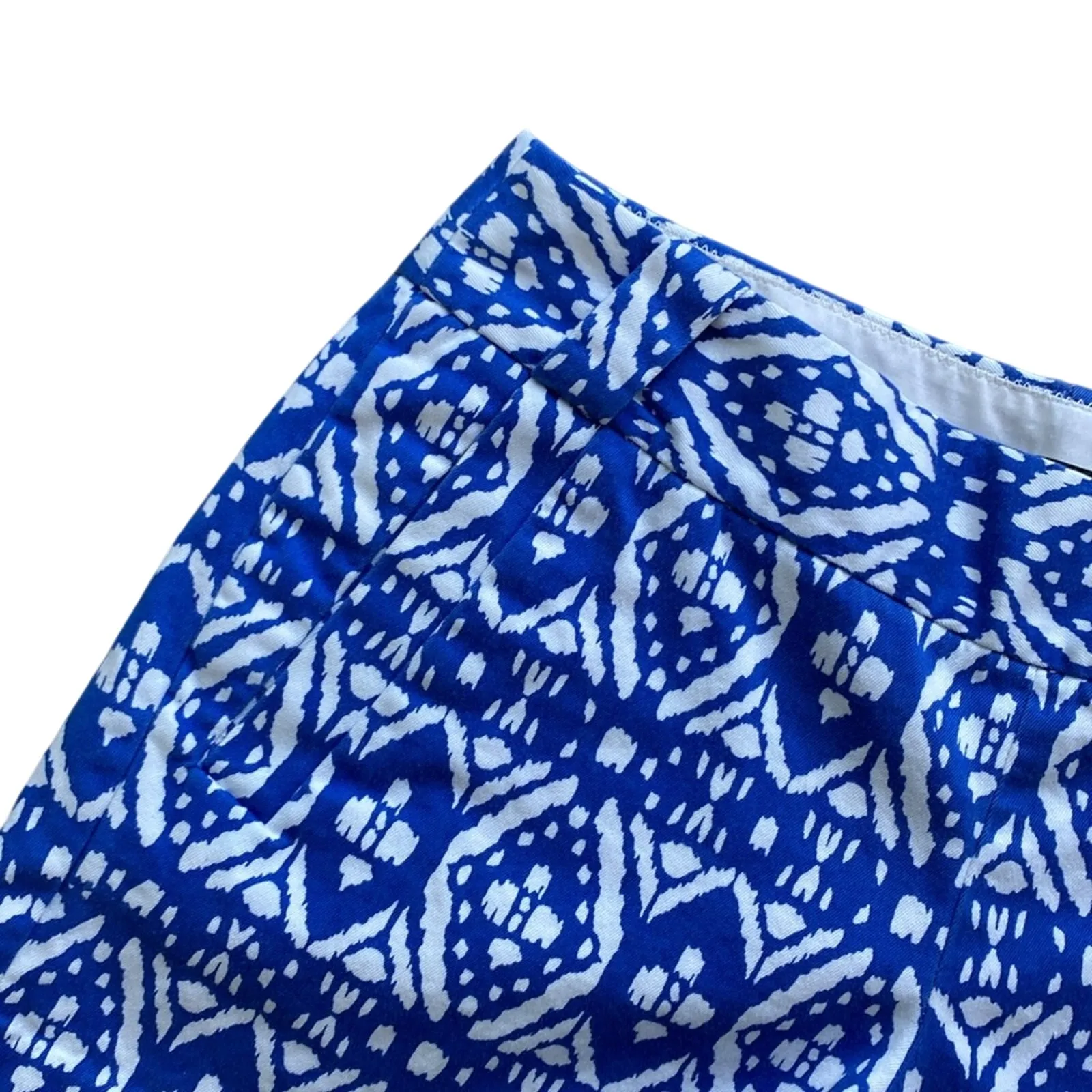 J. CREW Short Womens Sz 2 Blue Chino Aztec Southwestern Boho Festival Geometric - Image 2