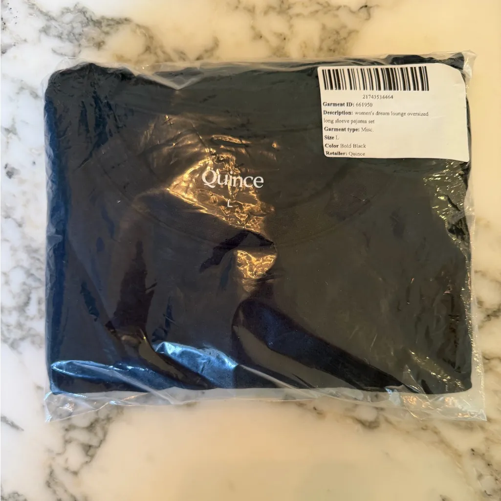 NWT Quince Dream Lounge Oversized Long Sleeve Pajama Shirt Only NOT Set Black L - Image 4