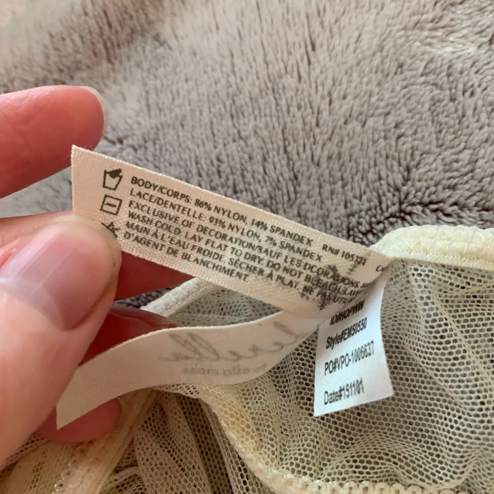 Underella by Ella Moss Lace Babydoll Lingerie Sheer Mesh‎ Slip Dress Small Cream White - Image 5