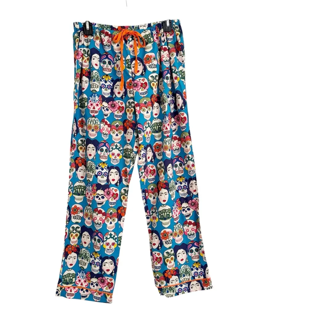 The Cat's Pajamas Women's Frida Cotton Poplin Pajama Pant Blue Size S - Image 3