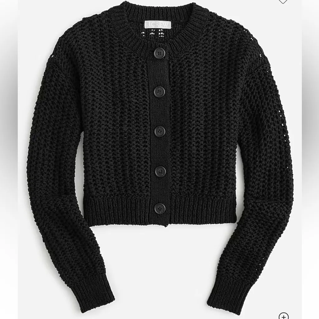 Like New J. Crew Cropped Cardigan Textured Pointelle White Size XS - Image 8