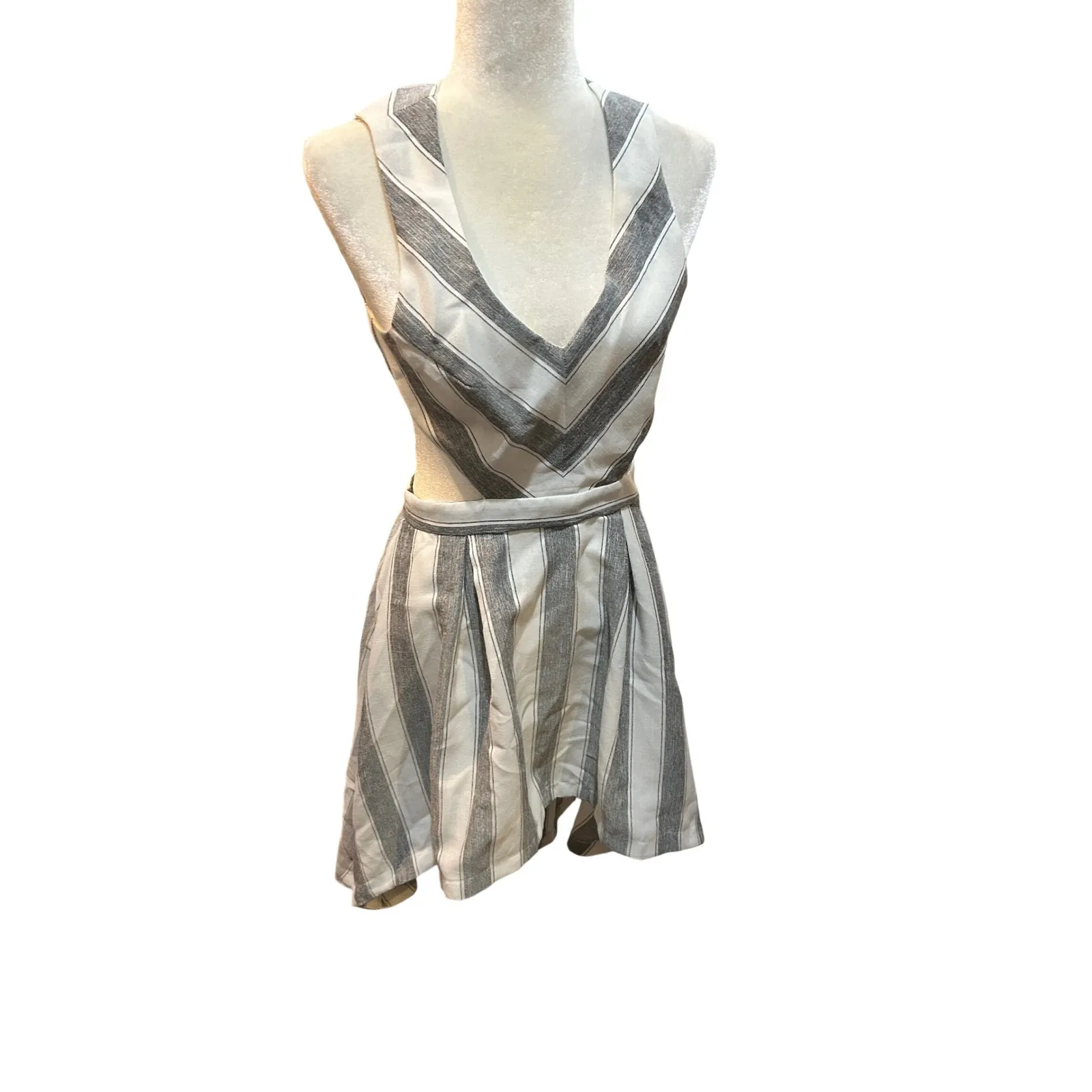 Striped Sleeveless‎ Mini Dress Cutout High Low Hem Casual Party - Image 11