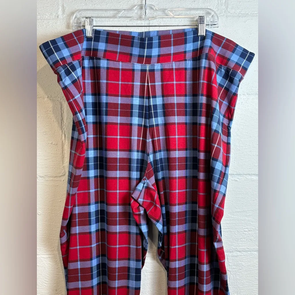 Lands’ End Woman’s Plus Size Flannel Blue and Red Leggings Size 3X (24W-26W) - Image 2