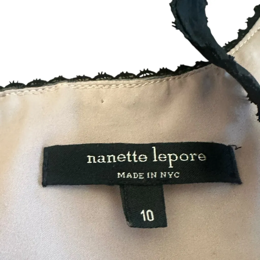 Nanette Lepore Linen Cotton Blend Shift Dress Sheer Pink Black Stripe Size 10 - Image 11